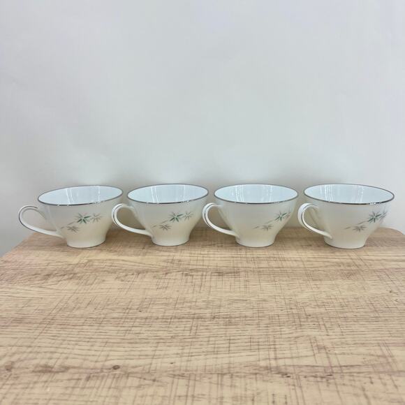 Noritake VINTAGE 60s Midori Japanese Porcelain Saucer Tea Cup Set Bamboo 6113 M2 - Picture 5 of 14